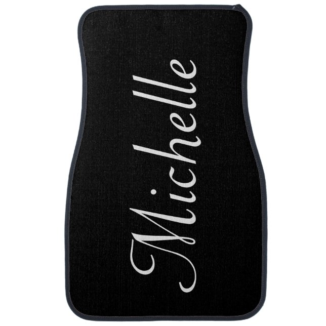 Personalized Classy Script Black White Custom Car Floor Mat (Front)