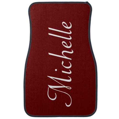 Personalized Classy Script Dark Burgundy Custom Car Floor Mat