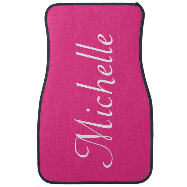 Personalized Classy Script Hot Pink Custom Car Floor Mat (Front)