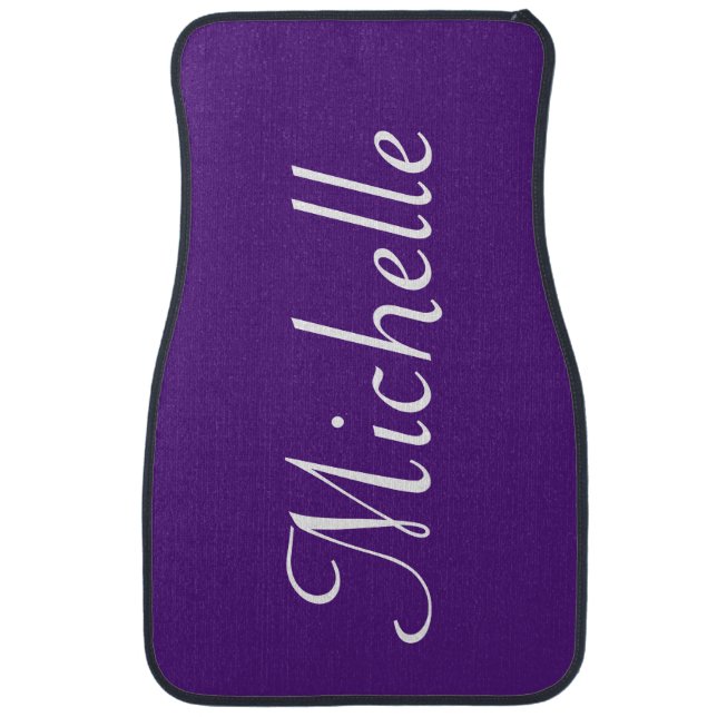 Personalized Classy Script Purple Custom Car Floor Mat (Front)