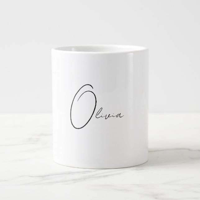 Personalized Classy Simple Elegant Monogram  Giant Coffee Mug (Front)