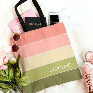 Personalized Classy Summer Stripes Art Pattern Tote Bag