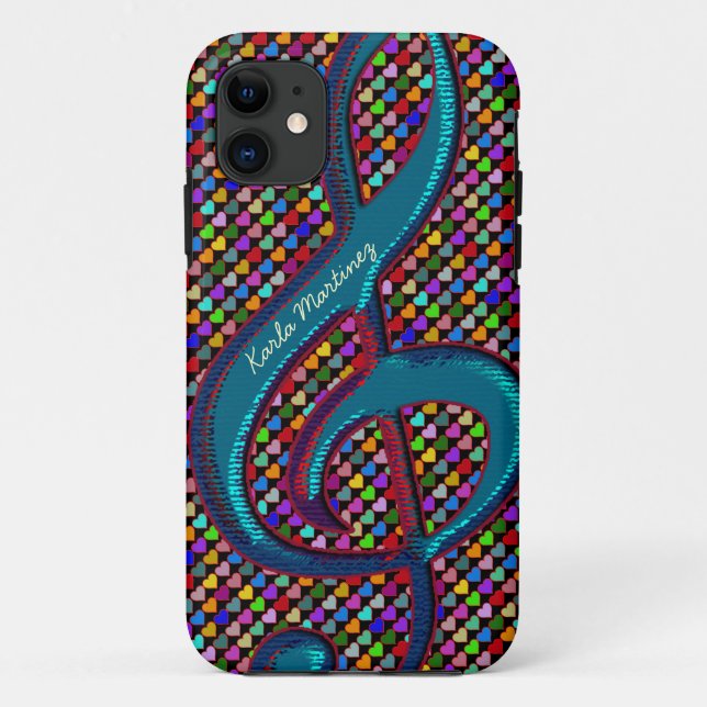 personalized clave musical note hearts Case-Mate iPhone case (Back)