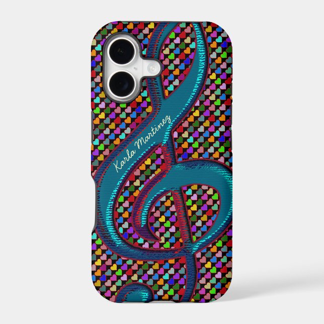 personalized clave musical note hearts iphone case (Back)