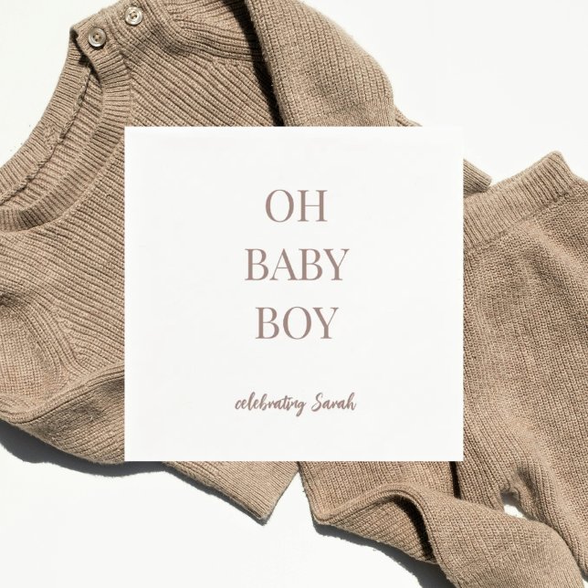 Personalized Clay Blush Baby Boy Shower Napkins (Creator Uploaded)