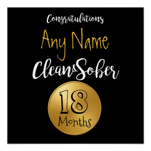 Personalized clean sober birthday anniversary gift poster (Front)