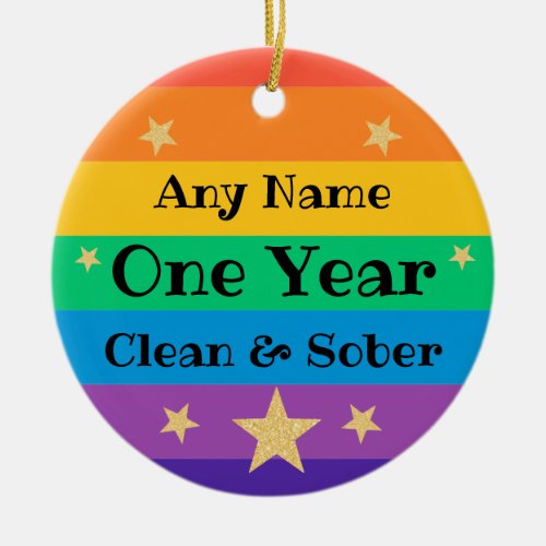 Personalized clean sober sobriety keepsake gift ceramic ornament