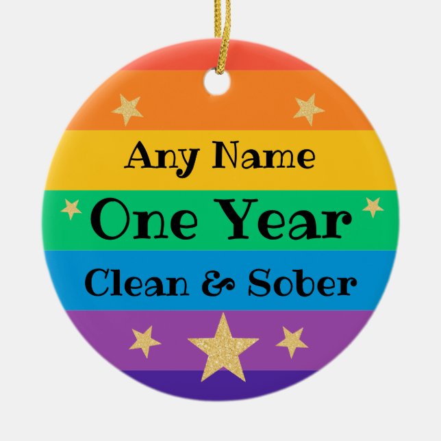Personalized clean sober sobriety keepsake gift ceramic ornament (Front)