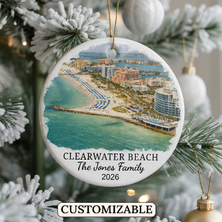 Personalized Clearwater Beach Ornament, Florida Ceramic Ornament