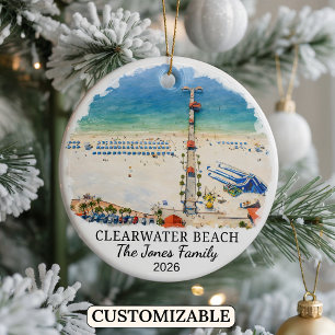 Personalized Clearwater Beach Ornament, Florida Ceramic Ornament