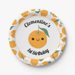 Personalized Clementine Tangerine Cutie Orange Paper Plates