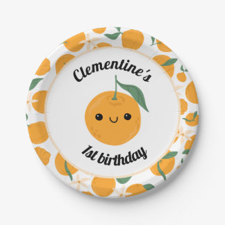 Personalized Clementine Tangerine Cutie Orange  Paper Plates