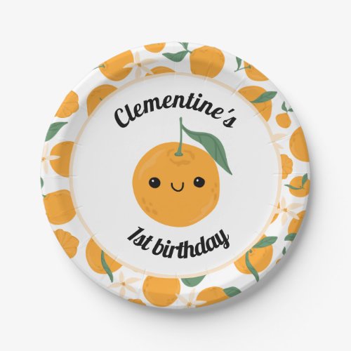 Personalized Clementine Tangerine Cutie Orange  Paper Plates