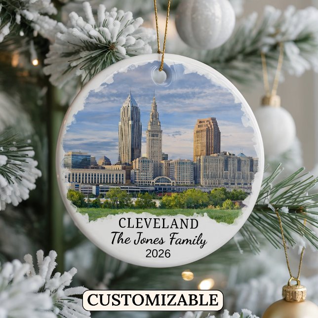 Personalized Cleveland Ornament, Custom Ohio Ceramic Ornament (Creator Uploaded)