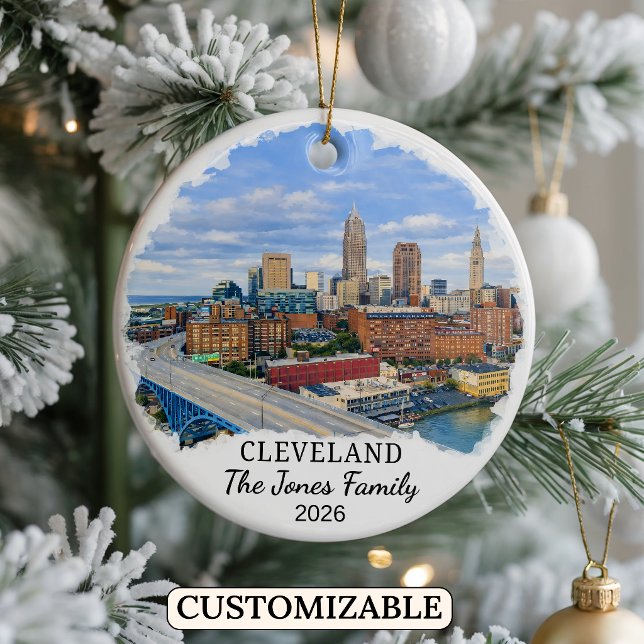 Personalized Cleveland Ornament, Custom Ohio Ceramic Ornament (Creator Uploaded)