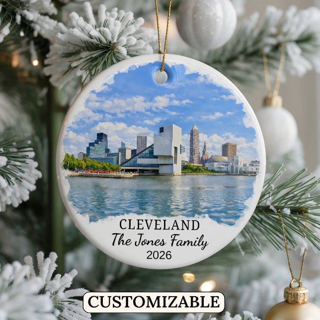 Personalized Cleveland Ornament, Custom Ohio Ceramic Ornament (Creator Uploaded)