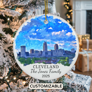 Personalized Cleveland Ornament, Ohio State Ceramic Ornament