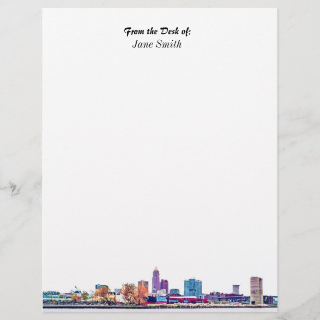 Personalized Cleveland Skyline Letterhead (Front)