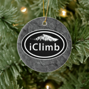 Personalized Climbing iClimb Mountain Christmas Ceramic Ornament