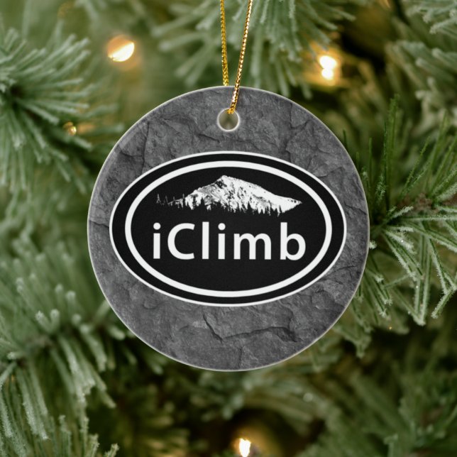Personalized Climbing iClimb Mountain Christmas Ceramic Ornament (Tree)