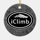 Personalized Climbing iClimb Mountain Christmas Ceramic Ornament (Front)