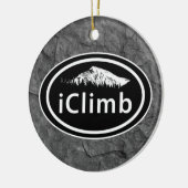 Personalized Climbing iClimb Mountain Christmas Ceramic Ornament (Left)