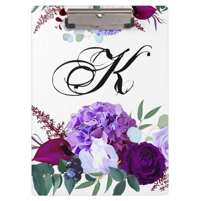 Personalized Clip Board Lavender Hibiscus on Whi (Front)