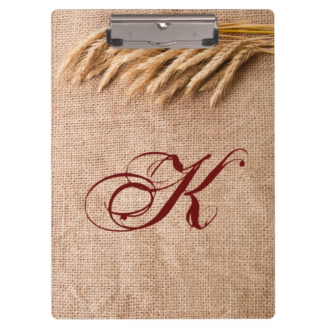 Personalized Clip Board Wheat on Burlap Sack Count (Front)