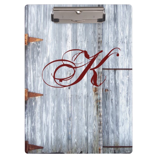 Personalized Clip Board White Wash Wood Barn Door (Front)