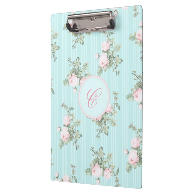 Personalized clipboard shabby chic floral roses (Left)