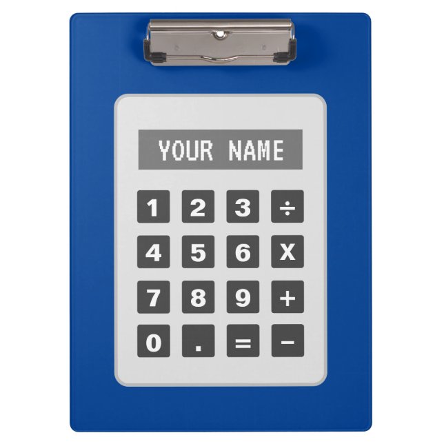 Personalized clipboard with calculator design (Front)