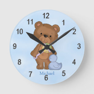 Personalized Clock Baby Boy Teddy Bear