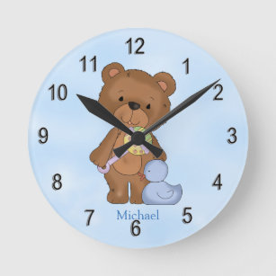 Personalized Clock Baby Boy Teddy Bear