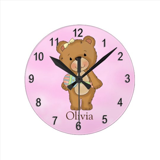 Personalized Clock Baby Girl Teddy Bear | Zazzle.com