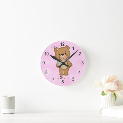 Personalized Clock Baby Girl Teddy Bear | Zazzle