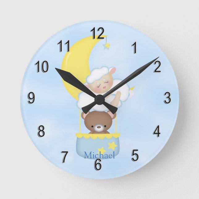 Personalized Clock Baby Lamb Teddy Bear (Front)