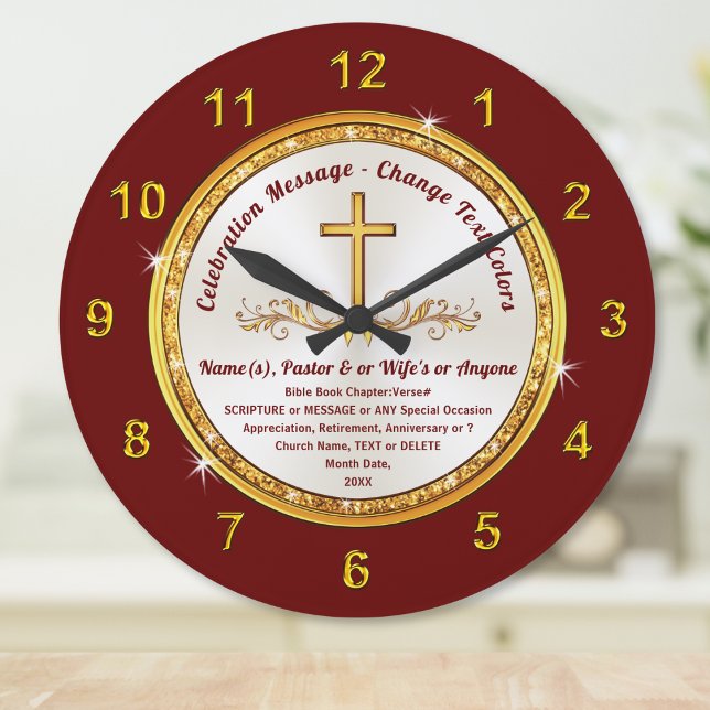 Personalized, Clock with Bible Verse, Change Color (Bible verse clocks. Personalized gifts for pastors. Gift for pastor and wife. Religious gift ideas.)