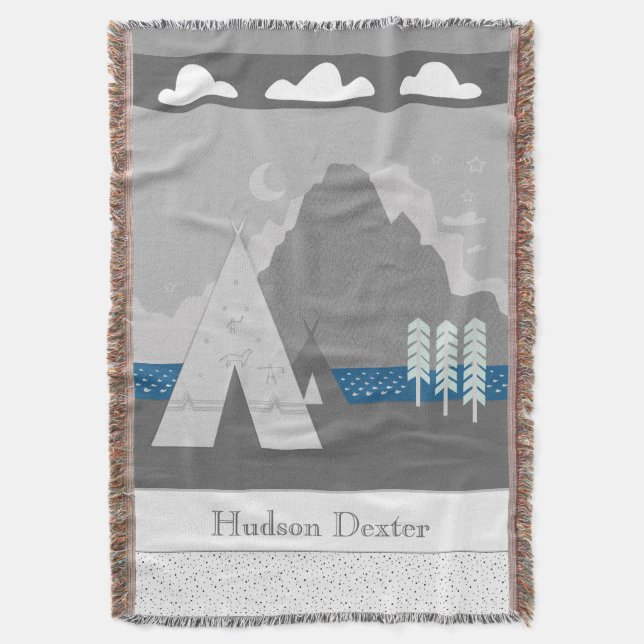 Personalized Cloud Mountain Teepee Blanket (Front Vertical)