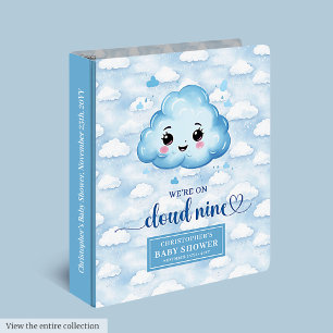 Personalized Cloud Nine Baby Boy Memory Album 3 Ring Binder