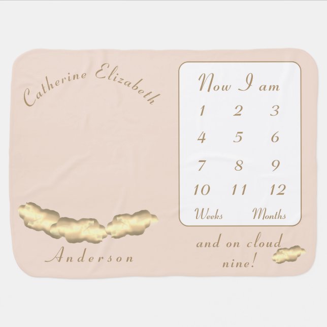 Personalized Cloud Nine Baby Milestones Blanket (Horizontal)