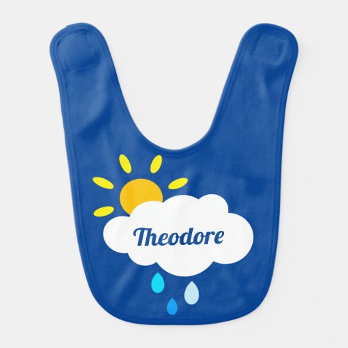 Personalized Cloud Rain and Sunshine baby Baby Bib