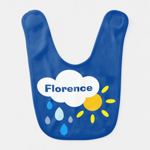 Personalized Cloud Rain  and Sunshine Baby Bib