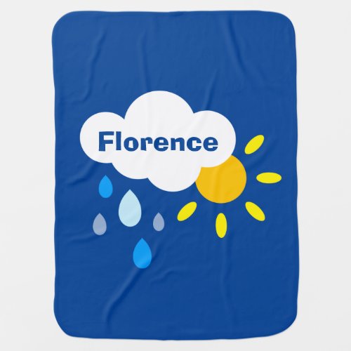 Personalized Cloud Rain  and Sunshine Baby Blanket