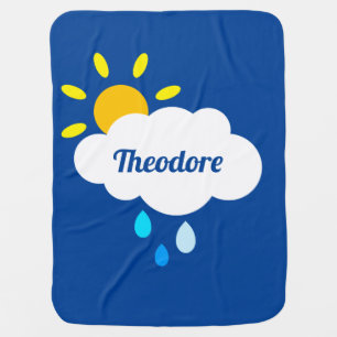 Personalized Cloud, Rain and Sunshine Baby Blanket