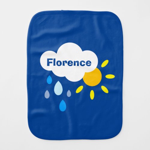 Personalized Cloud Rain  and Sunshine Baby Burp Cloth