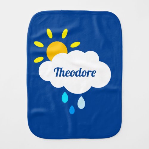 Personalized Cloud Rain and Sunshine Baby Burp Cloth