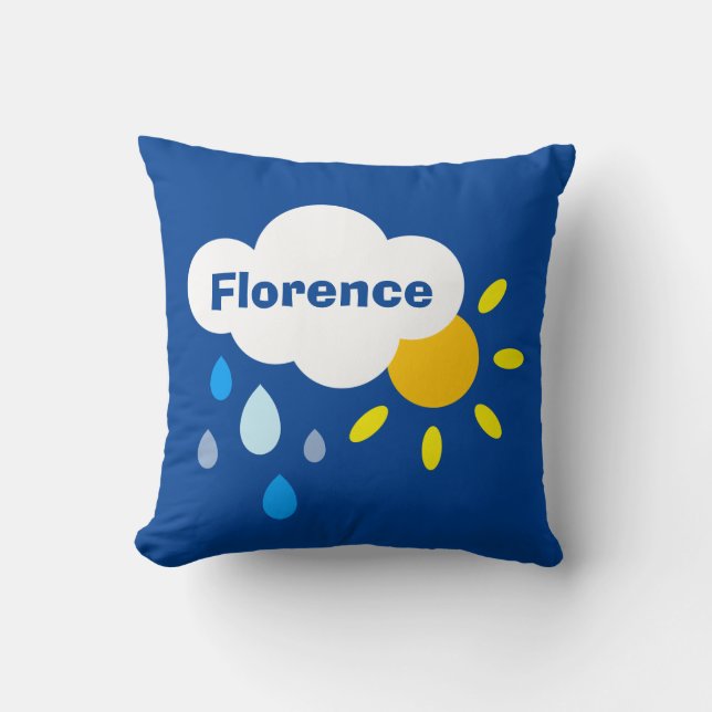 Personalized Cloud, Rain & and Sunshine Cushion (Front)