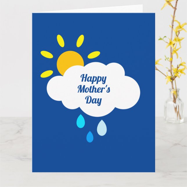 Personalized Cloud, Rain and Sunshine Mother's Day Card (Yellow Flower)