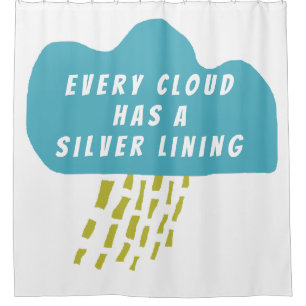 Personalized Cloud Silver Lining Bathroom Shower Curtain