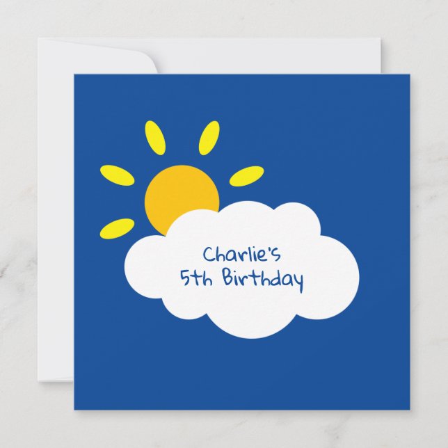 Personalized Cloud & Sunshine Birthday Invitation (Front)